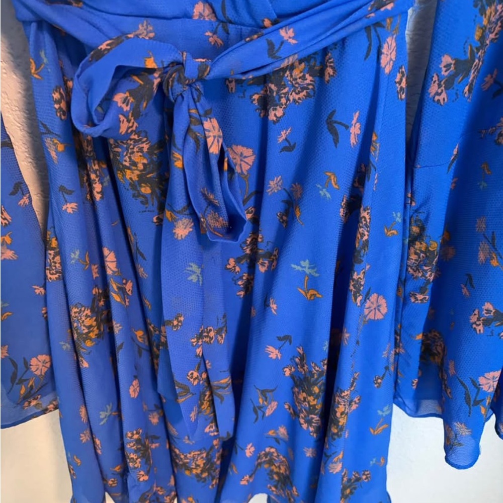 Free People Blue Floral Wrap Dress – Size M - Picture 5 of 6